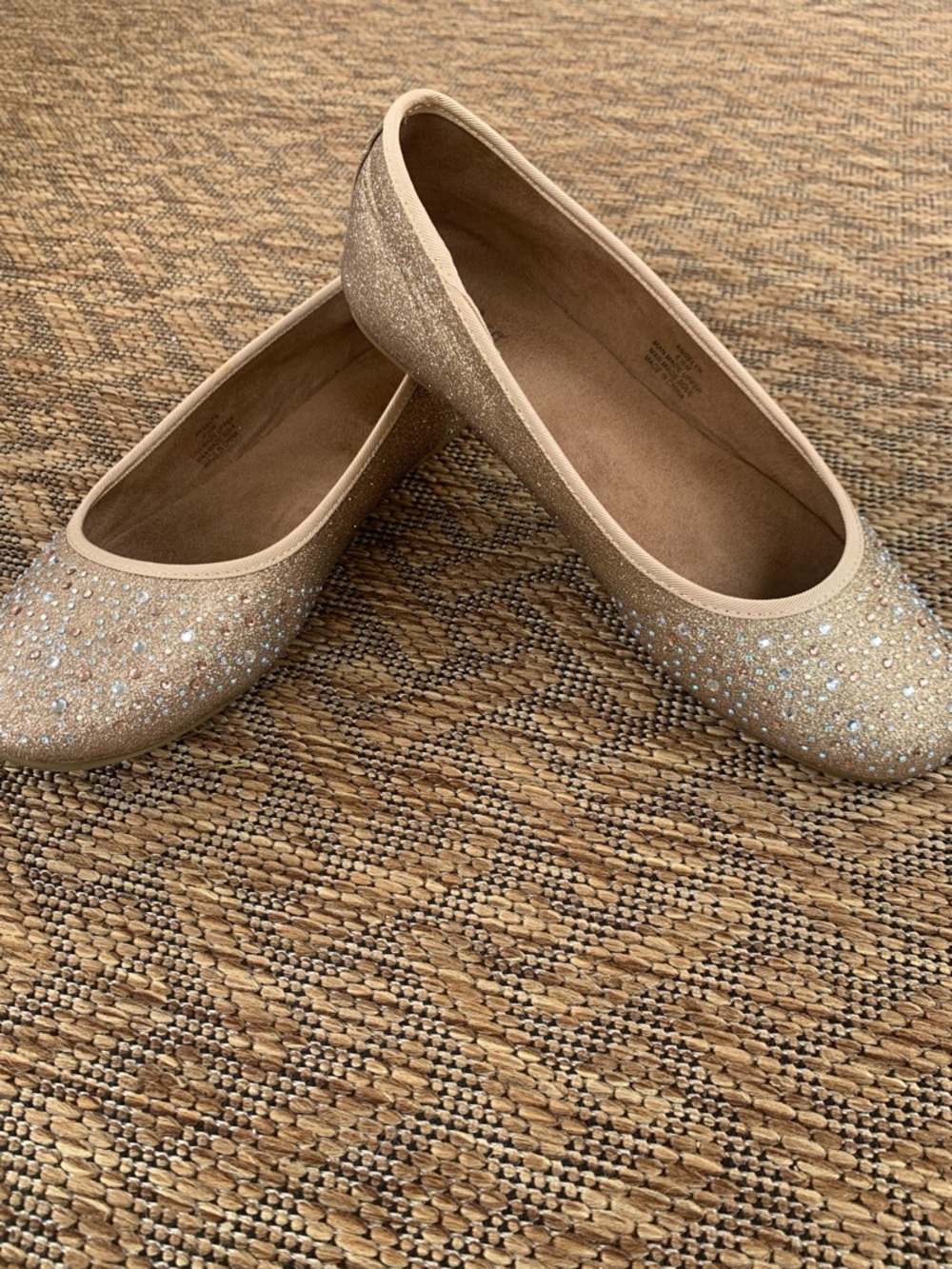 Style & Co. Nude Glitter Crystal Ballet Flats